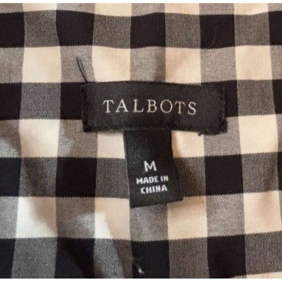 Womens Long Sleeve Black & White Rhinestone Button Blouse By Talbots Size Med - Picture 3 of 6